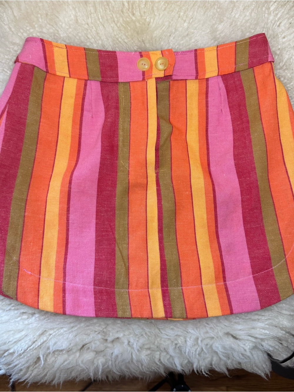 Vintage 1960s Handmade Striped Micro Mini Skirt Mod Go-Go Dancer Style